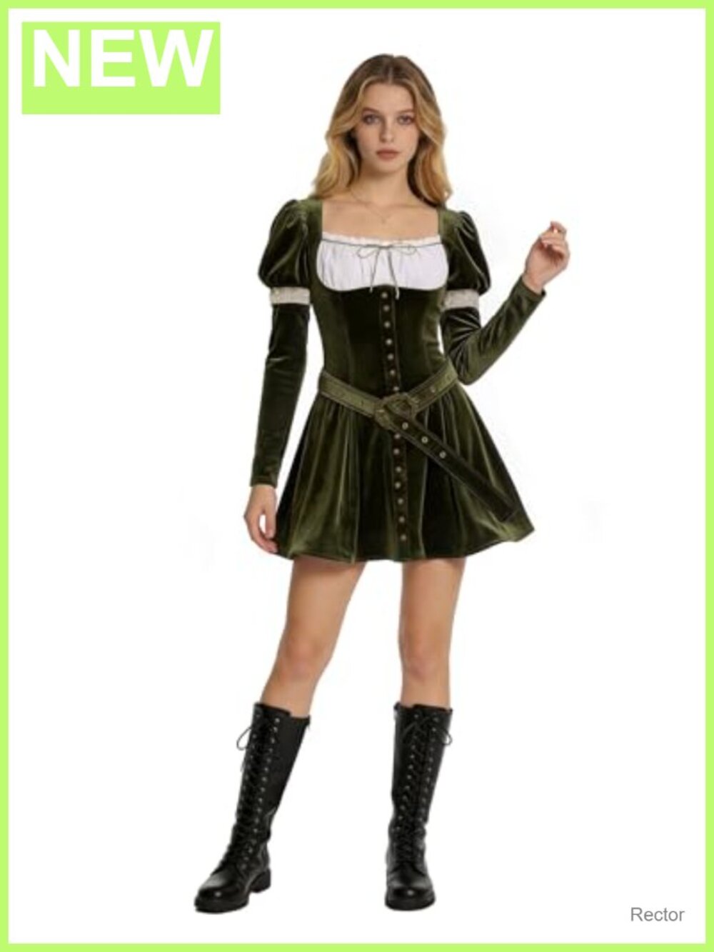 Renaissance Costume Medieval Velvet Dress with Belt